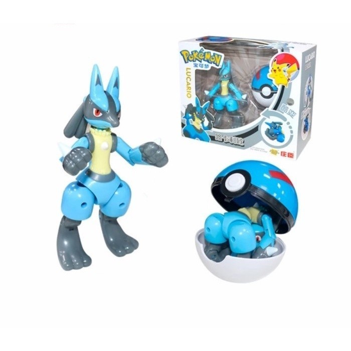 Jual Vincent Mainan Anak Figure Pokemon Pokeball Deformation Lucario ...