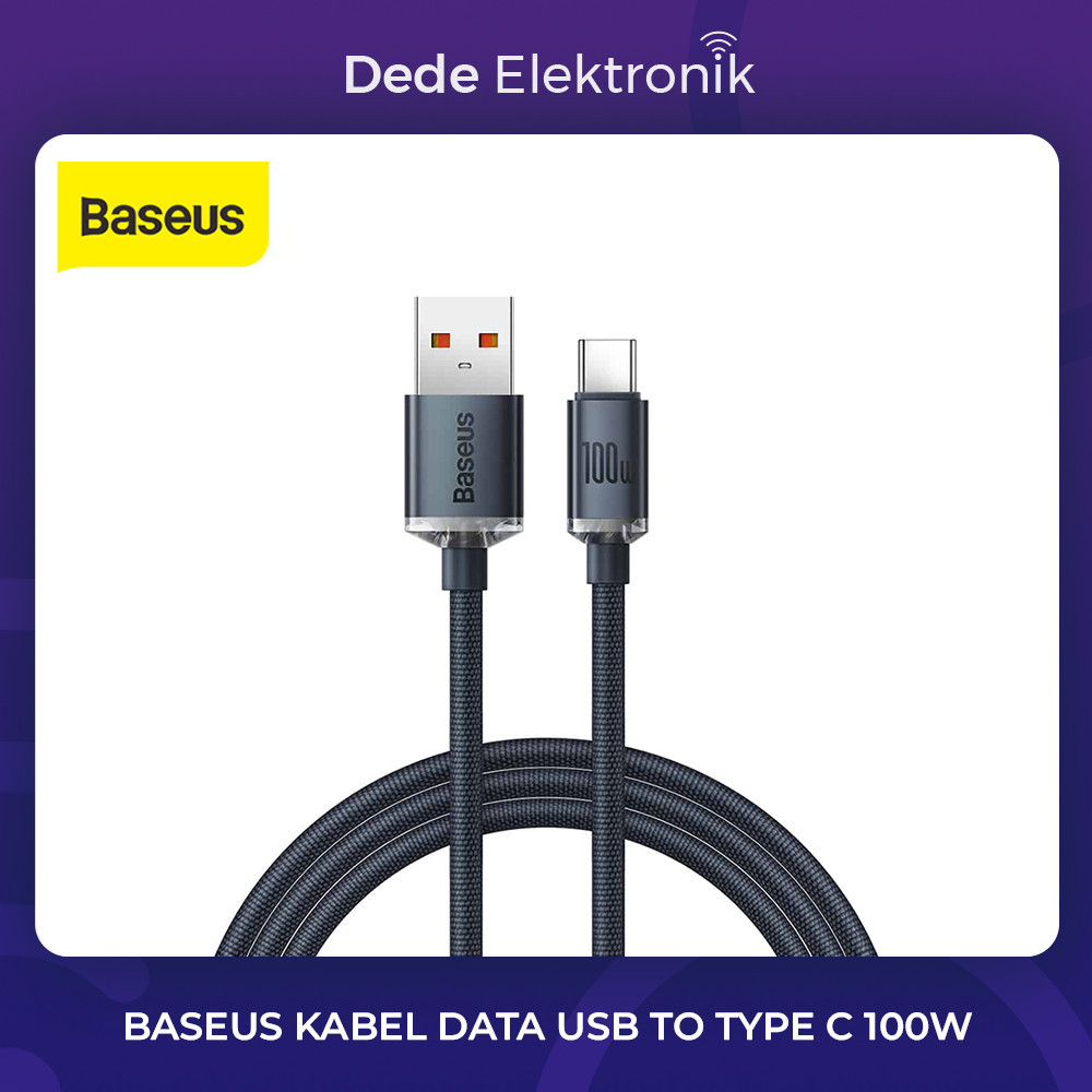 Baseus USB-C Kabel 100W, 2 M, Schwarz – Schnelles Laden & Datenübertragung, Geflochten, Mit Klettband