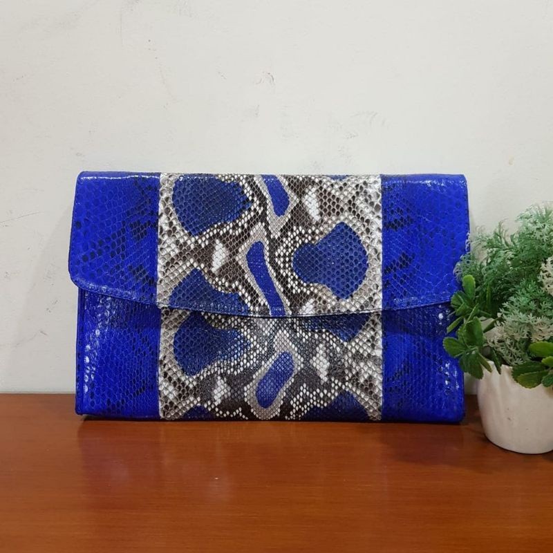 Jual Tas Kulit Ular Piton Asli Wanita CLUTCH PRIZI ZIP KULIT ULAR PITON