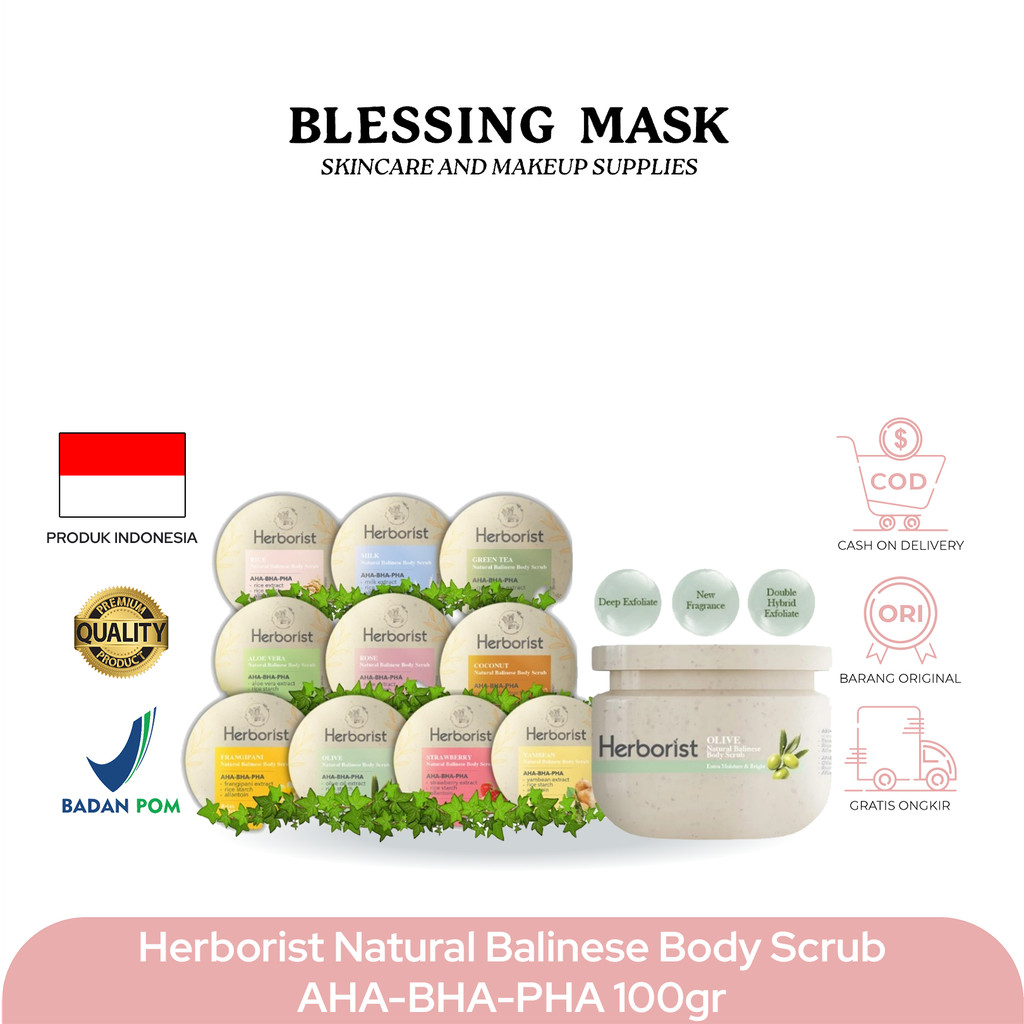 Jual Herborist Natural Balinese Body Scrub AHA-BHA-PHA 100gr | 200gr ...