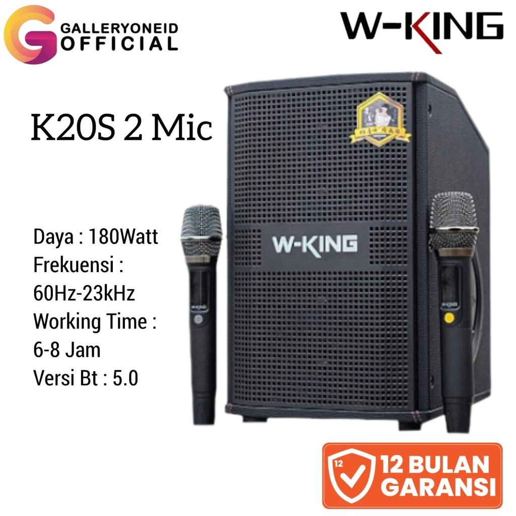 Jual Wking Speaker Bluetooth Karaoke K20S 2 Mic TWS Karaoke Party Box