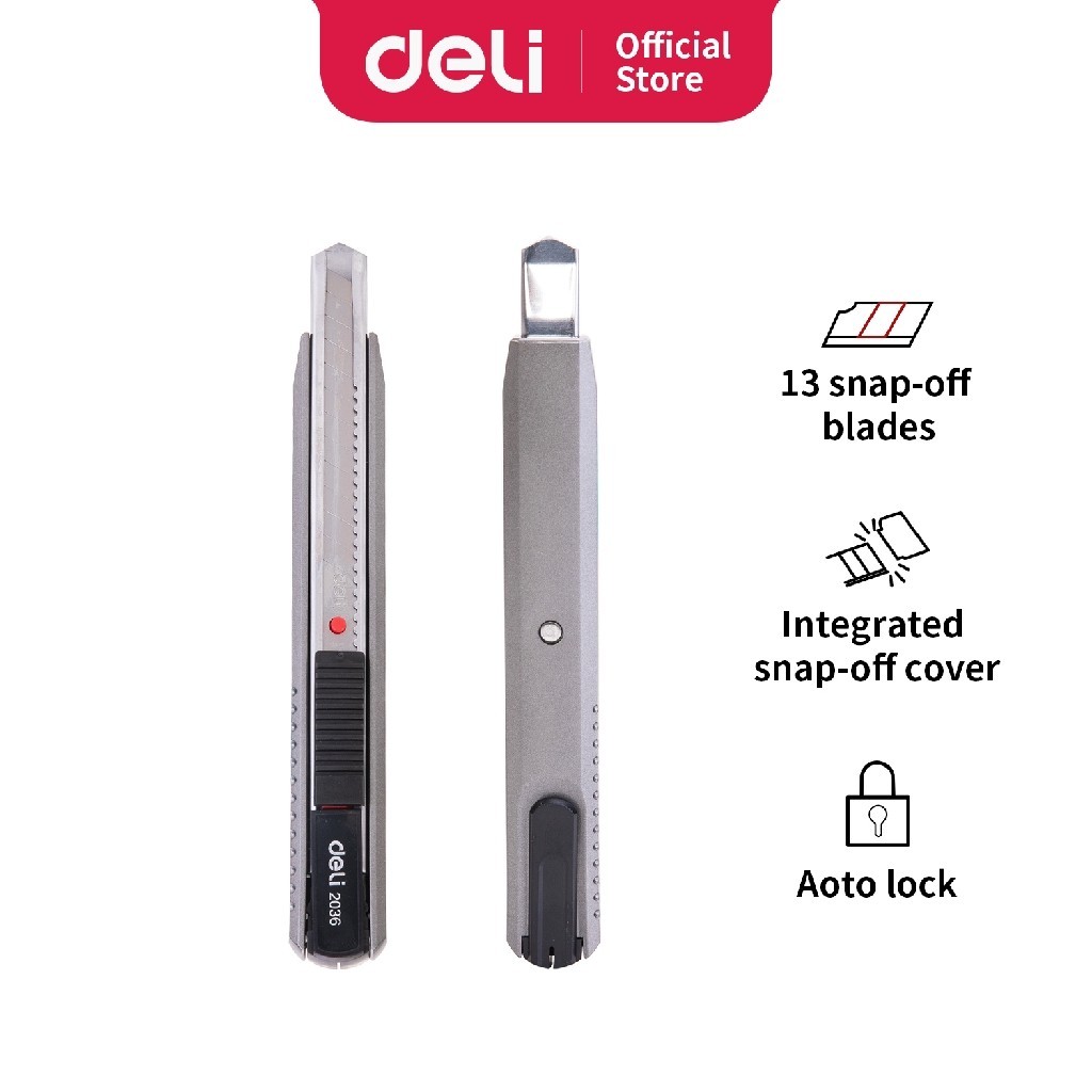 Jual Deli Cutter Kunci Otomatis Pisau Baja SK5 Kunci Otomatis - E2036 ...