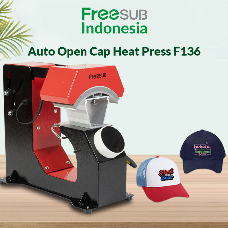 Jual FreeSUB - Auto Open Cap Heat Press F136 (Mesin Press Sablon Topi ...