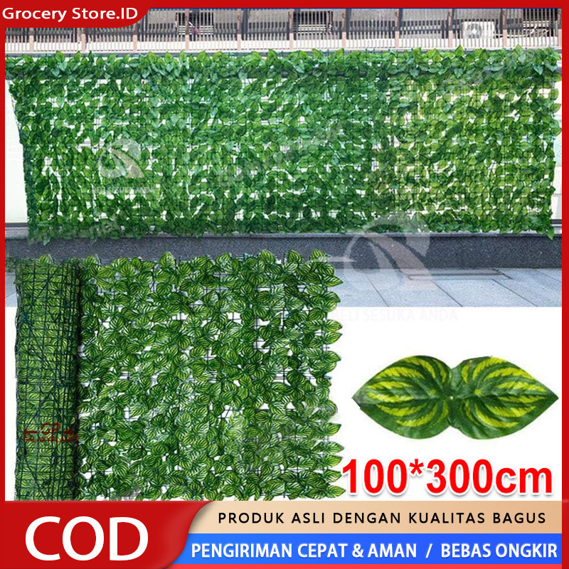 Jual 100*300CM Daun Rambat Sintetis 1M*3M Rumput Buatan Plastik Dinding ...