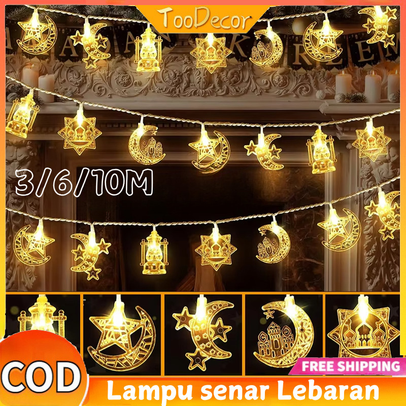 10M Lampu Lebaran Lampu Bintang LED Dekorasi Ramadhan Ornamen Hari Raya Idul Fitri
