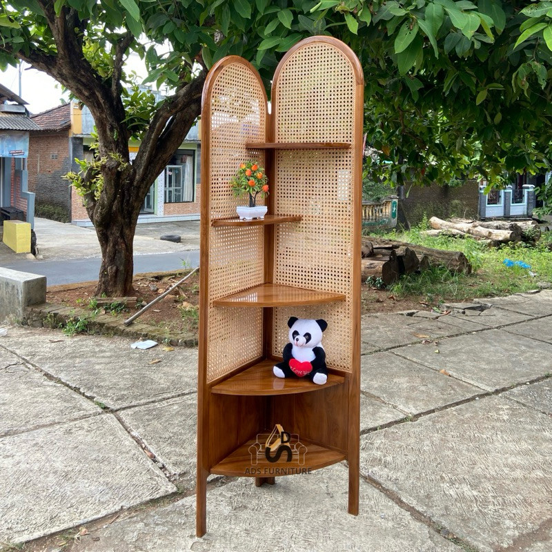 Jual RAK SUDUT ROTAN RAK SUDUT MINIMALIS RAK SUDUT KAYU JATI | Shopee ...
