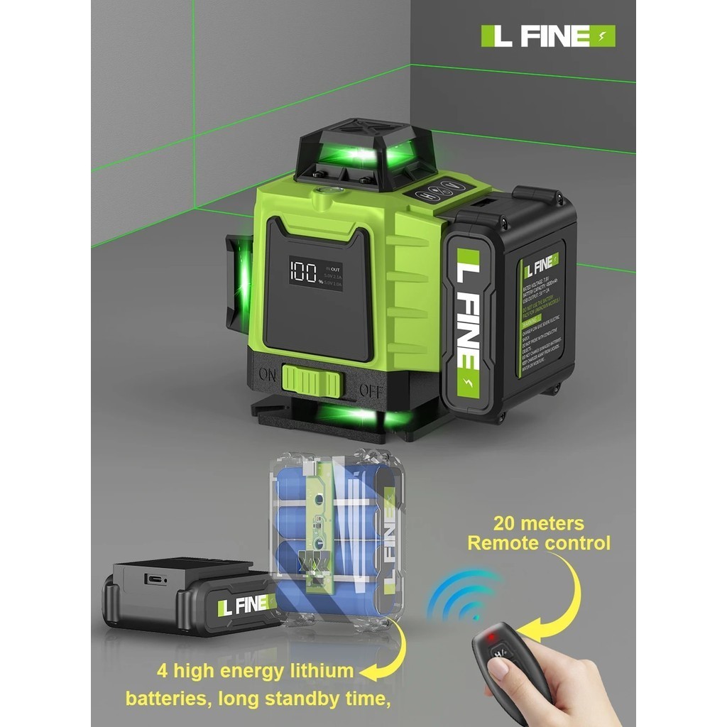 Jual LFINE 3D/4D Laser Level 12/16 Lines Horizontal And Vertical With ...