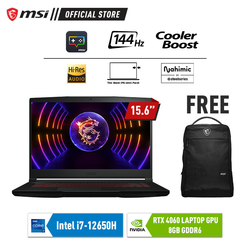 MSI Thin GF63 12VF-444IT Notebook Gaming 15.6" FHD 144Hz, Intel I7-12650H, RTX 4060, 16GB RAM, 512GB NVMe