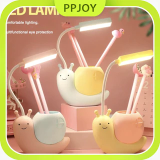 Ready-Lampu Meja Anak Bentuk Siput - Tidur & Belajar USB dengan Tempat Pensil/Peredup Cahaya Lembut