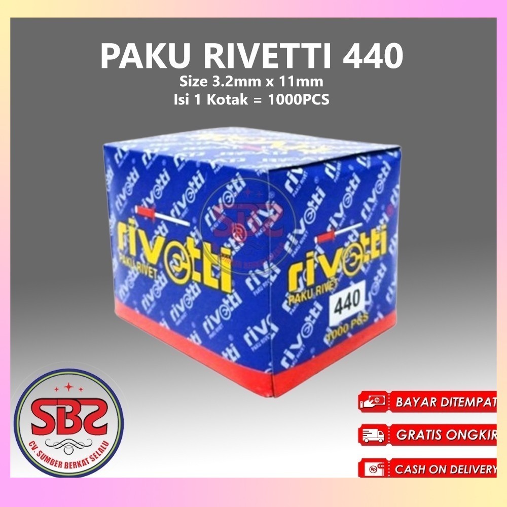 Jual RIVETTI Paku Rivet Ukuran 440 (3.2 x 11 mm) Paku Rivet 1 Kotak Isi ...