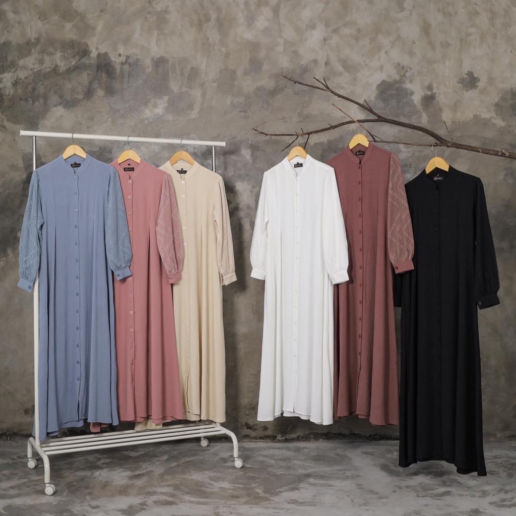 Jual Griya Musafa | Haneena Abaya Crinkle mix lace | Abaya lace ...