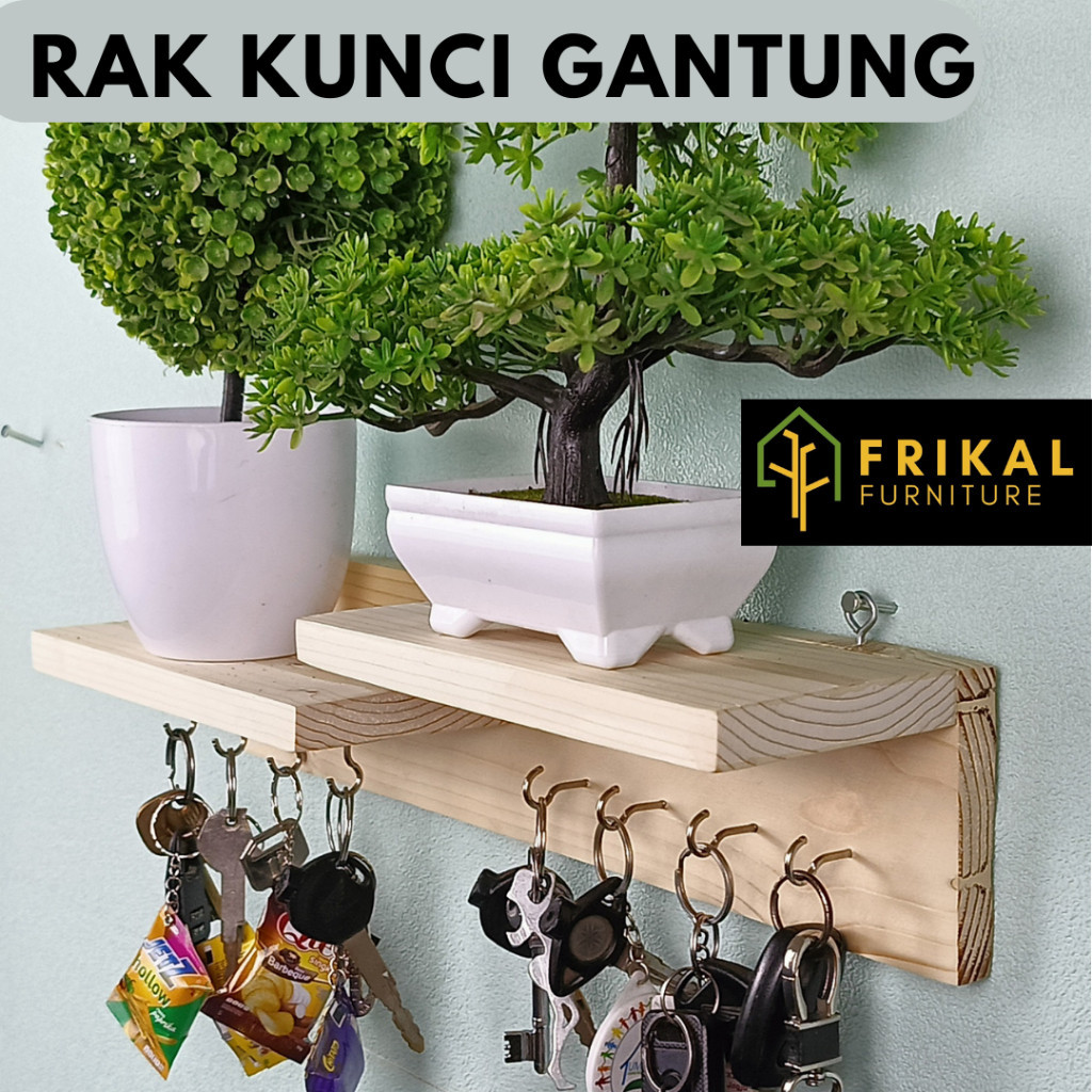 Jual Rak gantung kunci dinding kayu Aesthetic/ Rak Tempat Gantungan ...