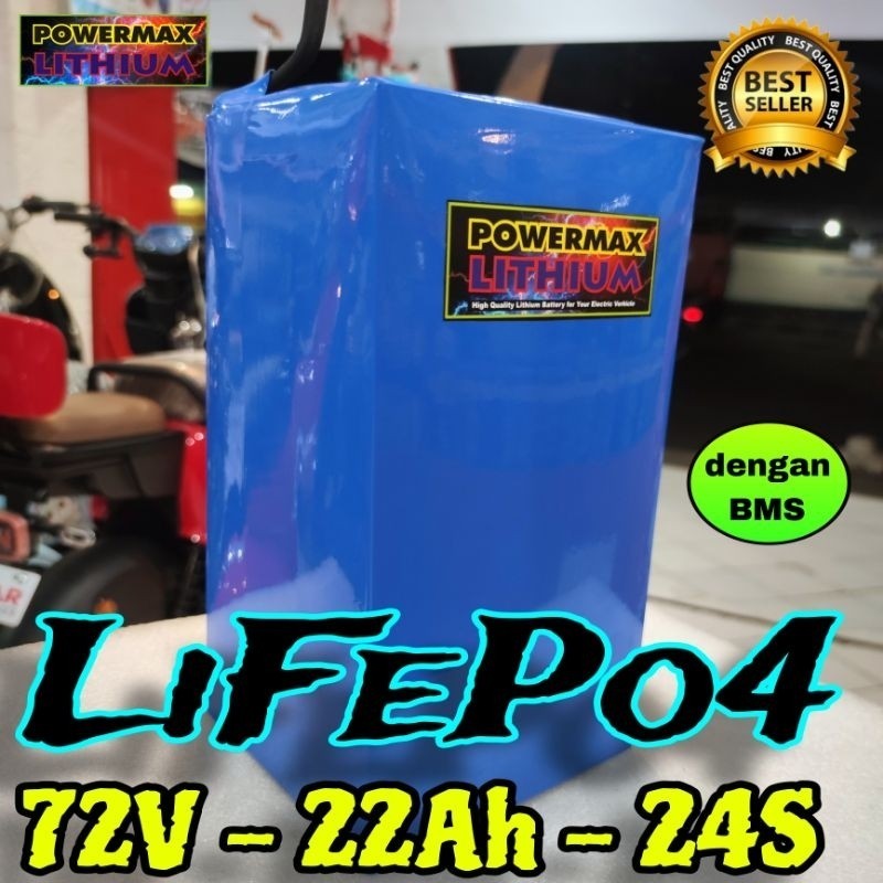 Jual Baterai LiFePO4 72V 22Ah dengan BMS pengganti Aki Molis Sepeda