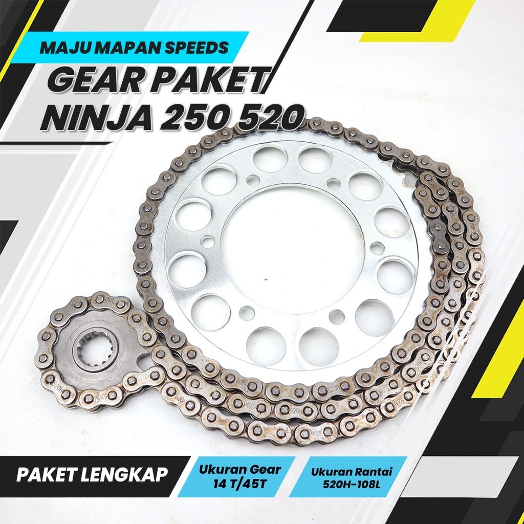 Jual Gear Set Ninja 250 14T/45T 520HG108L model SSS Merk KC Premier