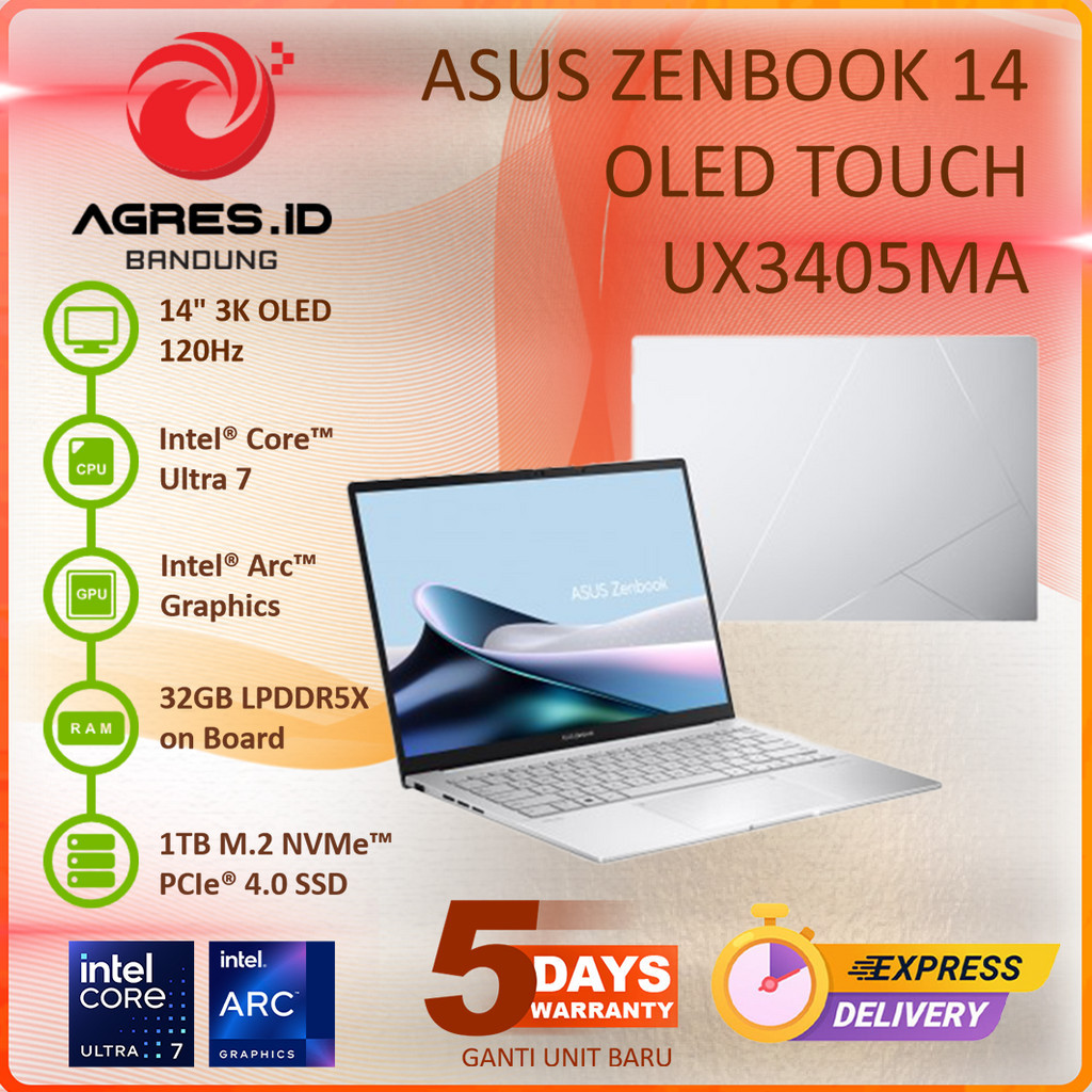 Jual ASUS ZENBOOK 14 OLED TOUCH UX3405MA ULTRA 7 155H 32GB 1TB 3K 120HZ ...