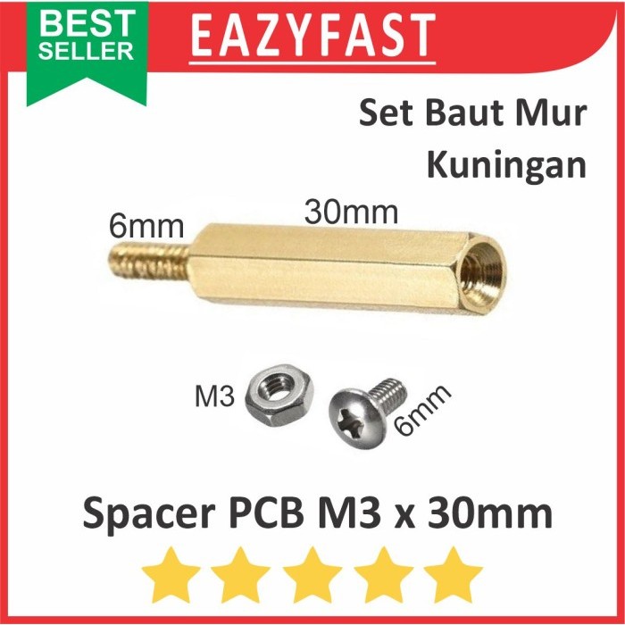 Jual Spacer PCB Kuningan M3 30mm 30 mm 3cm 3 cm Kaki Dudukan Hex Metal ...