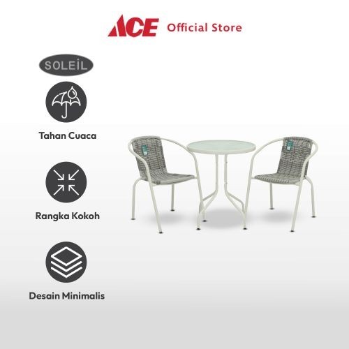 Jual Ace Soleil Wicker Set Kursi Meja Teras Bistro Beige Balcony Chair Desk Meja Kursi