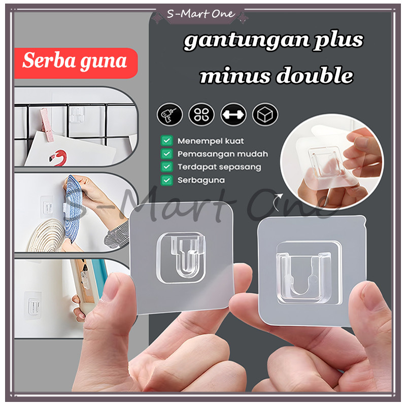 Jual gantungan tempel socket hook transparan 1 pasang /gantungan hook ...