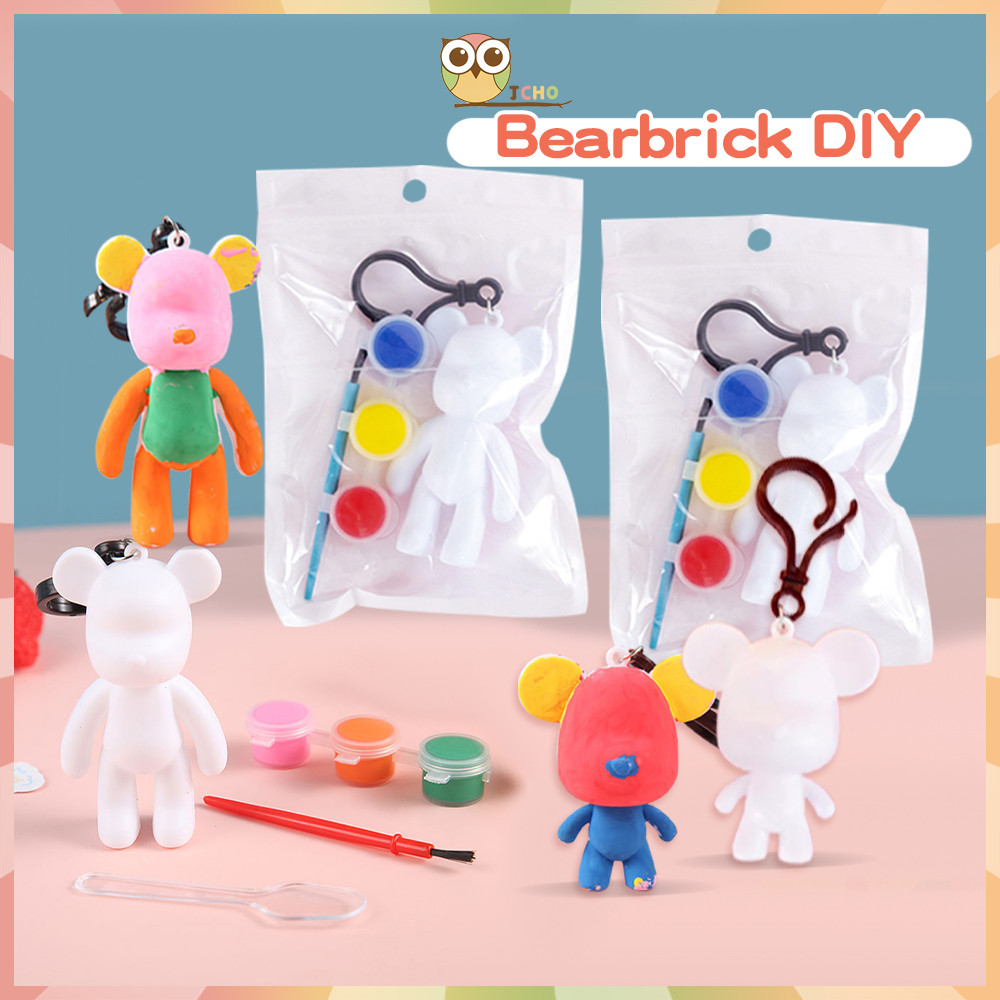 JCHO Gantungan Kunci DIY Fluid Bear Key Chain Kit Set Mainan Edukasi Anak Cat Painting