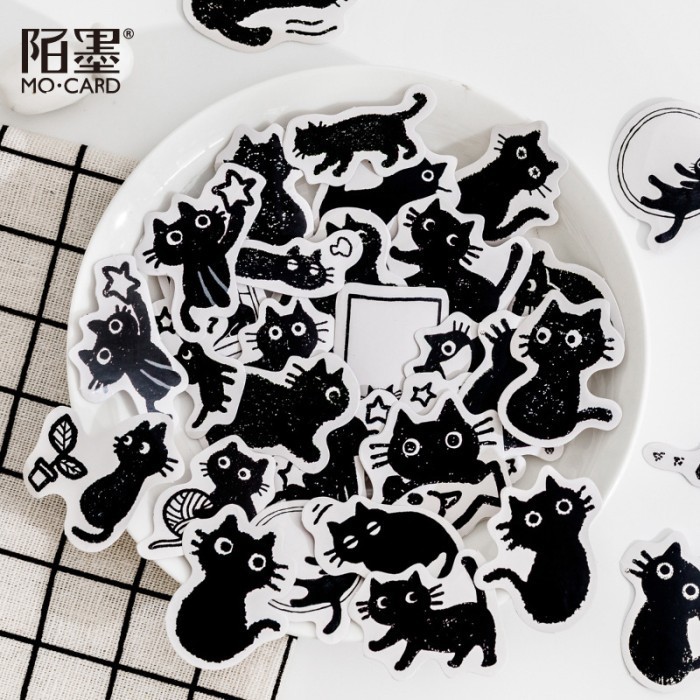 Jual Sticker Kucing BLACK CAT Isi 46 Lembar Deco Stiker Lucu Journal ...