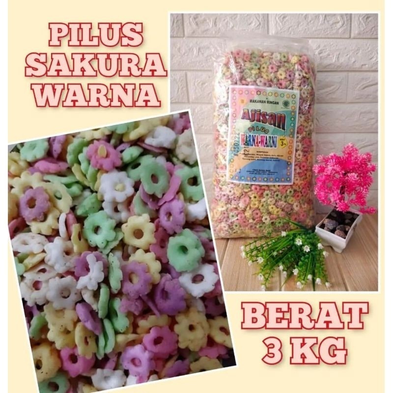 Jual Pilus Sakura Warna Warni Ajisan 250gram Snack Jadul Kembang Ribut ...