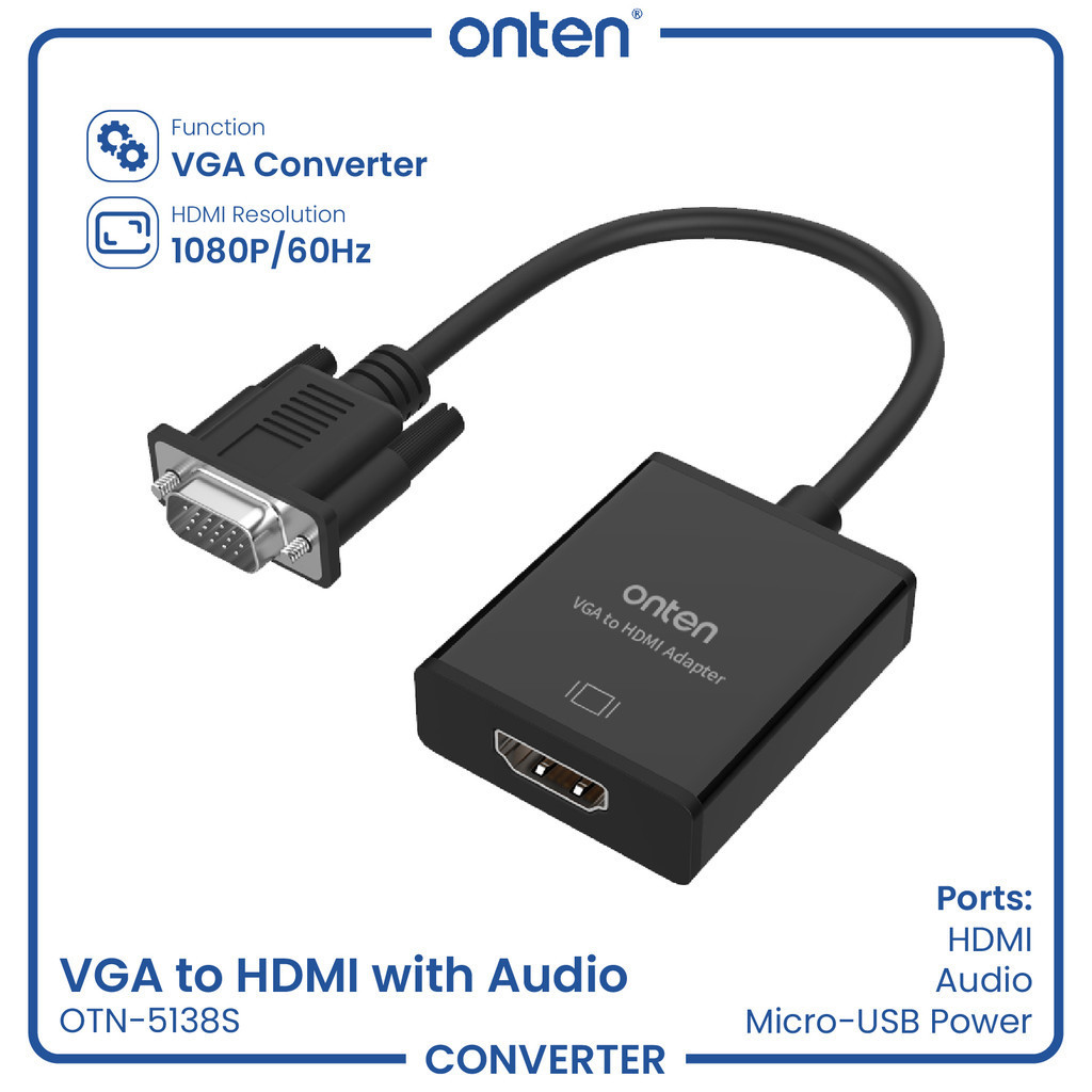 Jual Onten VGA Male to HDMI Female Converter Adapter OTN-5138S | Shopee ...