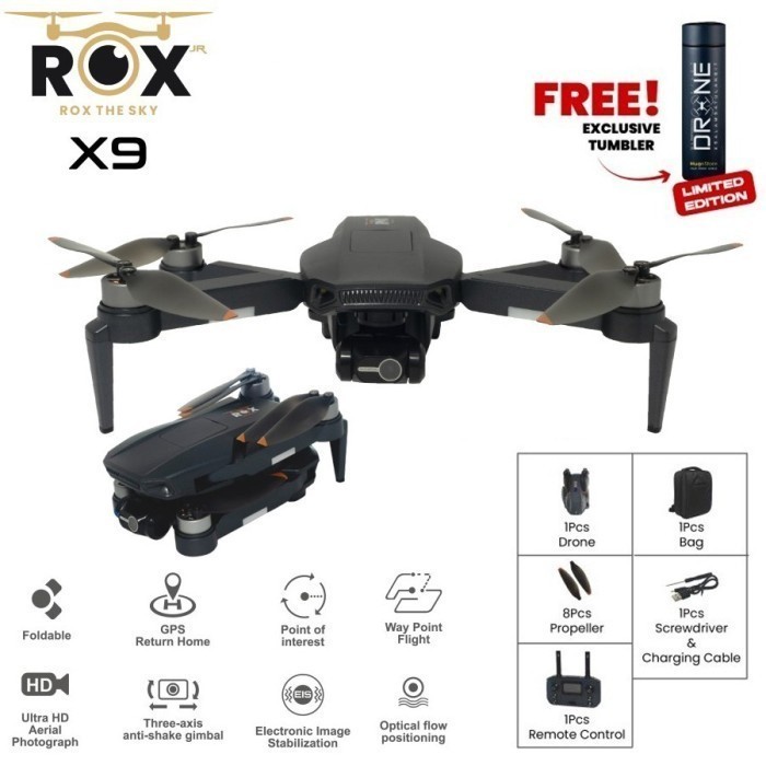 Jual READY Drone ROX X9 GPS 3-Axis Gimbal 3.5KM Camera 4K 25 Min RC ...