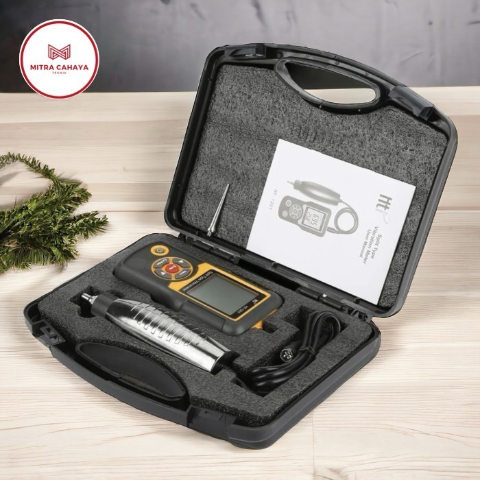 HT-1201 Digital Vibration Meter – Handheld Vibrometer For Measuring Acceleration, Speed, Displacement & Temperature (Piezoelectric Sensor)