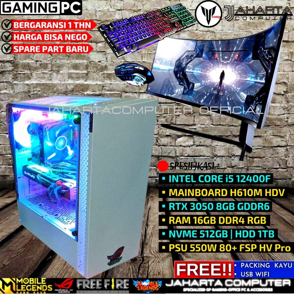 Jual Pc Gaming Fullset i5 VGA Nvidia RTX 3050 8GB GDDR6 RAM 16GB SSD ...