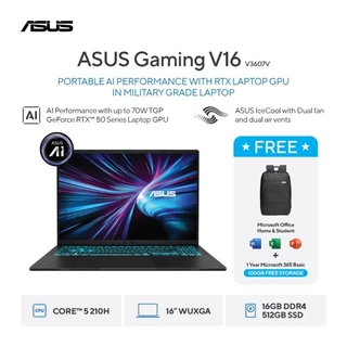 ASUS Gaming V16 V3607VU-I545B7T-HM - Matte Black [Intel Core 5 Processor 210H / NVIDIA GeForce RTX 4050 / 16GB / 512GB / 16inch / WIN11 / OHS24 / M365]