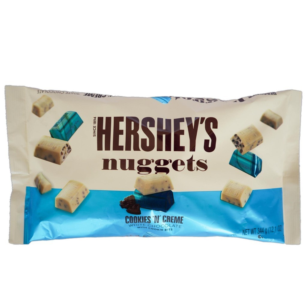 Jual HERSHEYS Nuggets Cookies Creme White Chocolate Cookie Bits 344gram ...