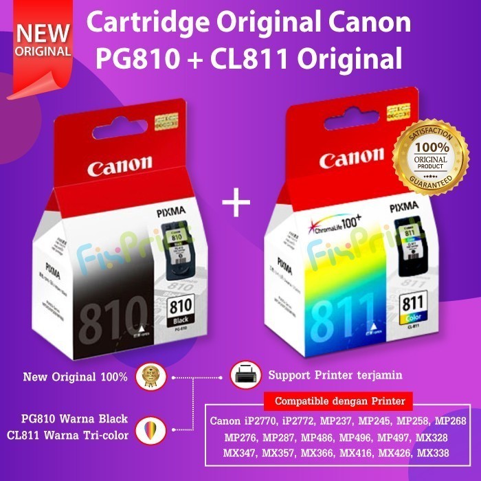 Jual CATRIDGE TINTA CANON PG810 BLACK HITAM CL811 COLOR WARNA ORI ...