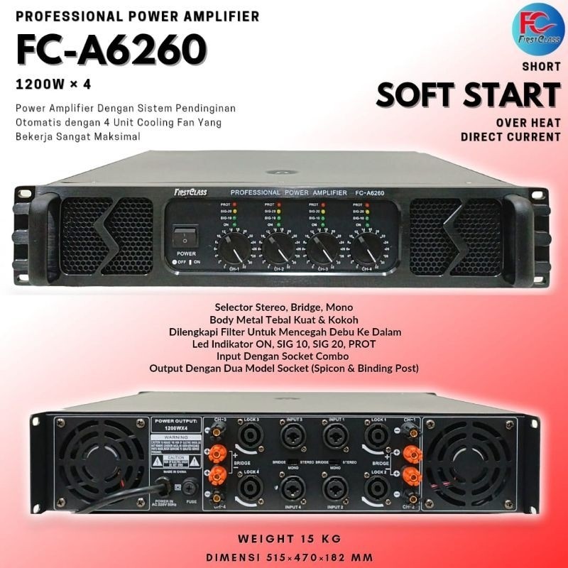Jual POWER AMPLIFIER FIRSTCLASS FC A6260 Power high quality Fca6260