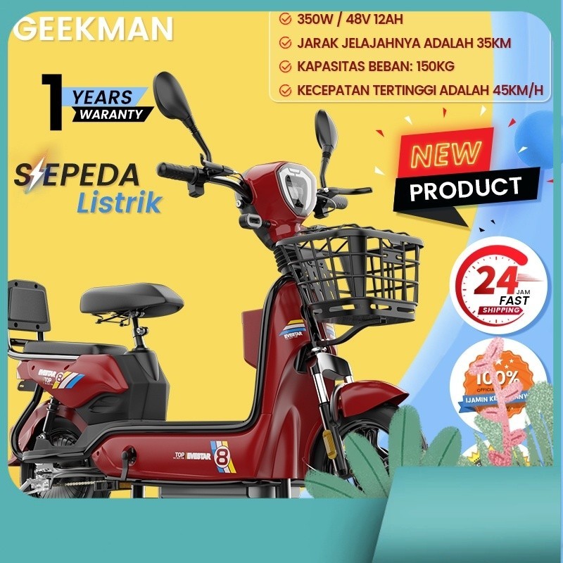 Jual Geekman Sepeda Listrik Dewasa Sepeda Motor Listrik 48v 12ah Sepeda