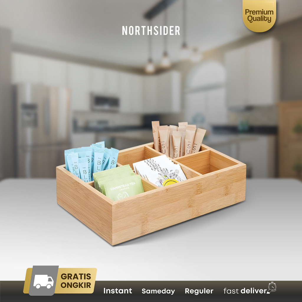 Jual Kotak Tempat Teh Sachet Bambu 6 Compartment Tea Bag Organizer TBO ...