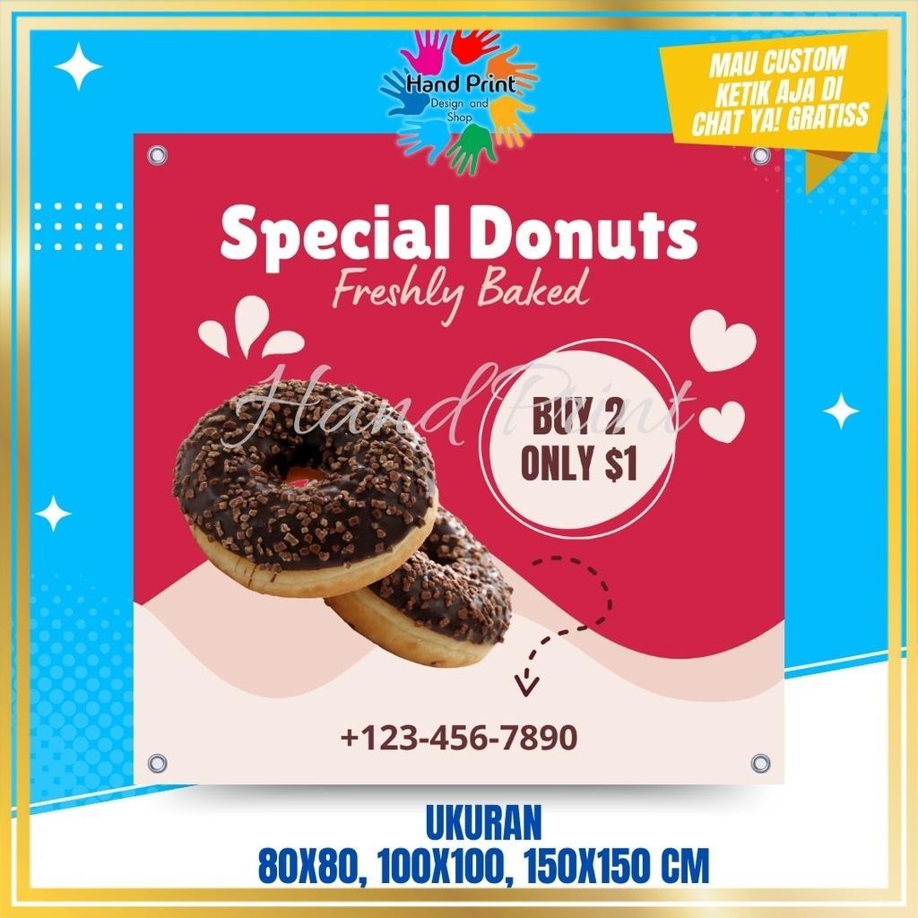 Jual SPANDUK / BANNER Jualan Donat Sweet Donuts Promo Donat H MMT ...