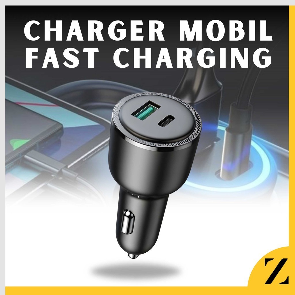 Jual Charger Mobil Fast Charging Type C USB PD3.0 + USB Quick Charge