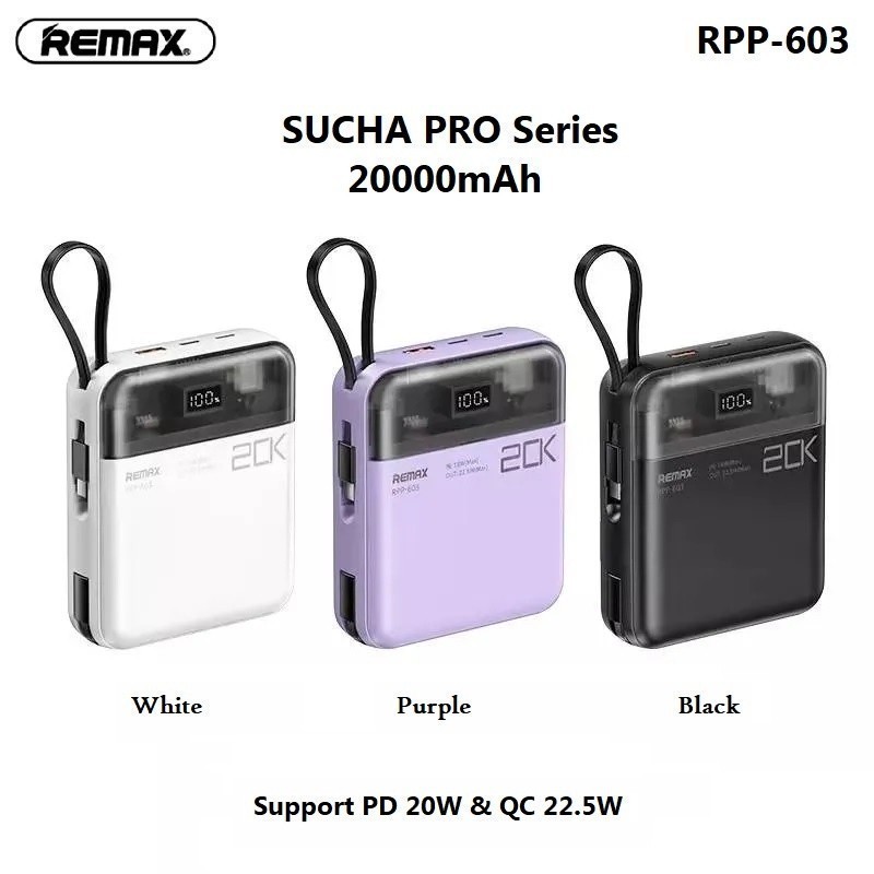 Jual REMAX RPP-603 SUCHA PRO Series - 20000mAh Powerbank - PD 20W QC 22 ...