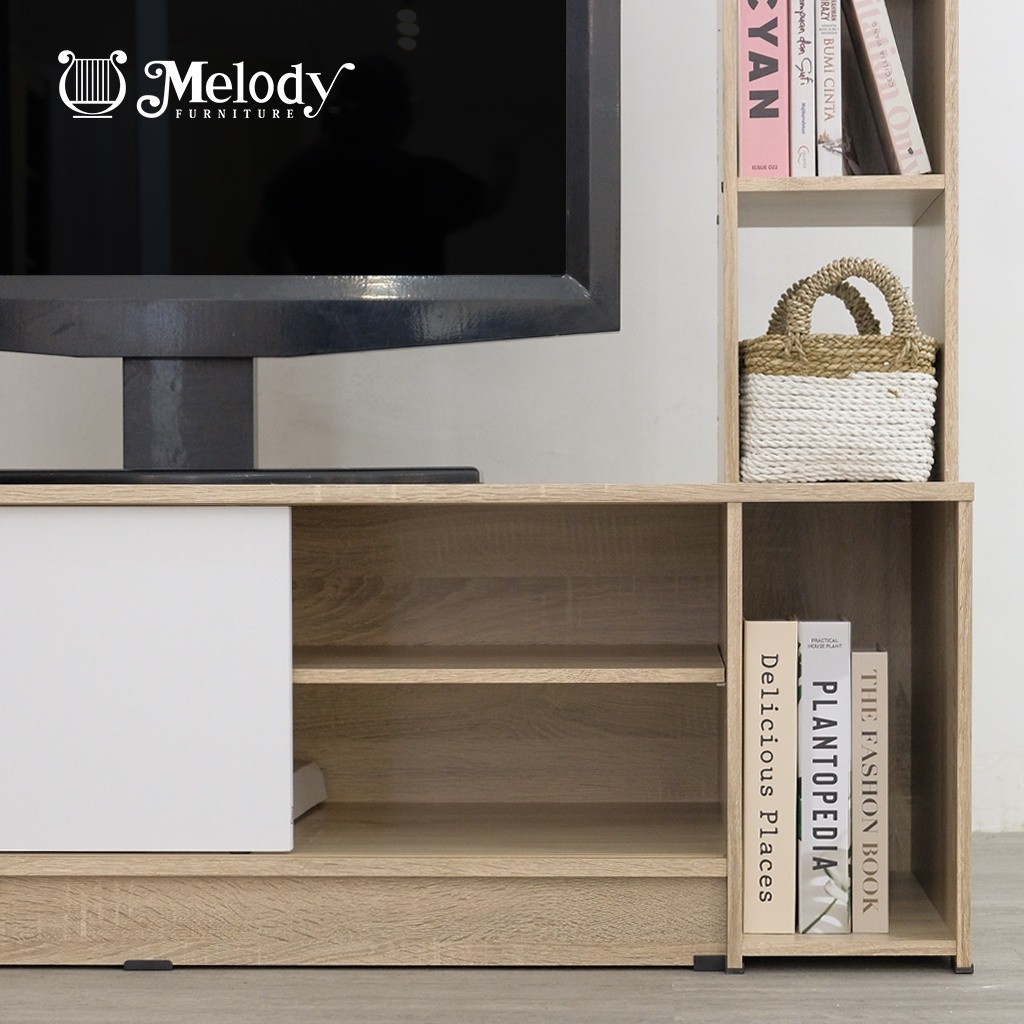 Jual Melody Furniture - Meja Rak TV EBI WALL UNIT SOL - WHITE | Shopee ...