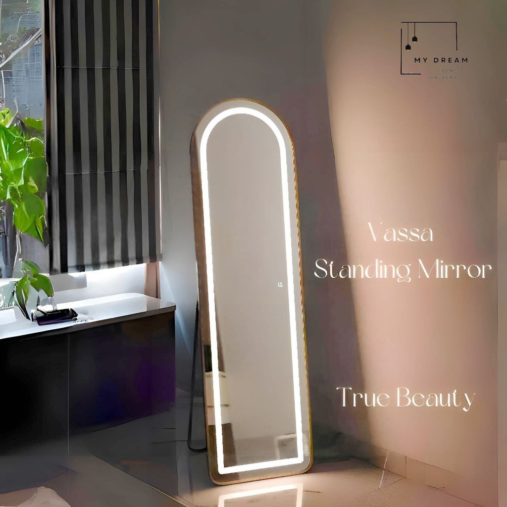 Jual Vassa Standing Mirror LED Cermin Full Body LED Lampu 3 Warna ...