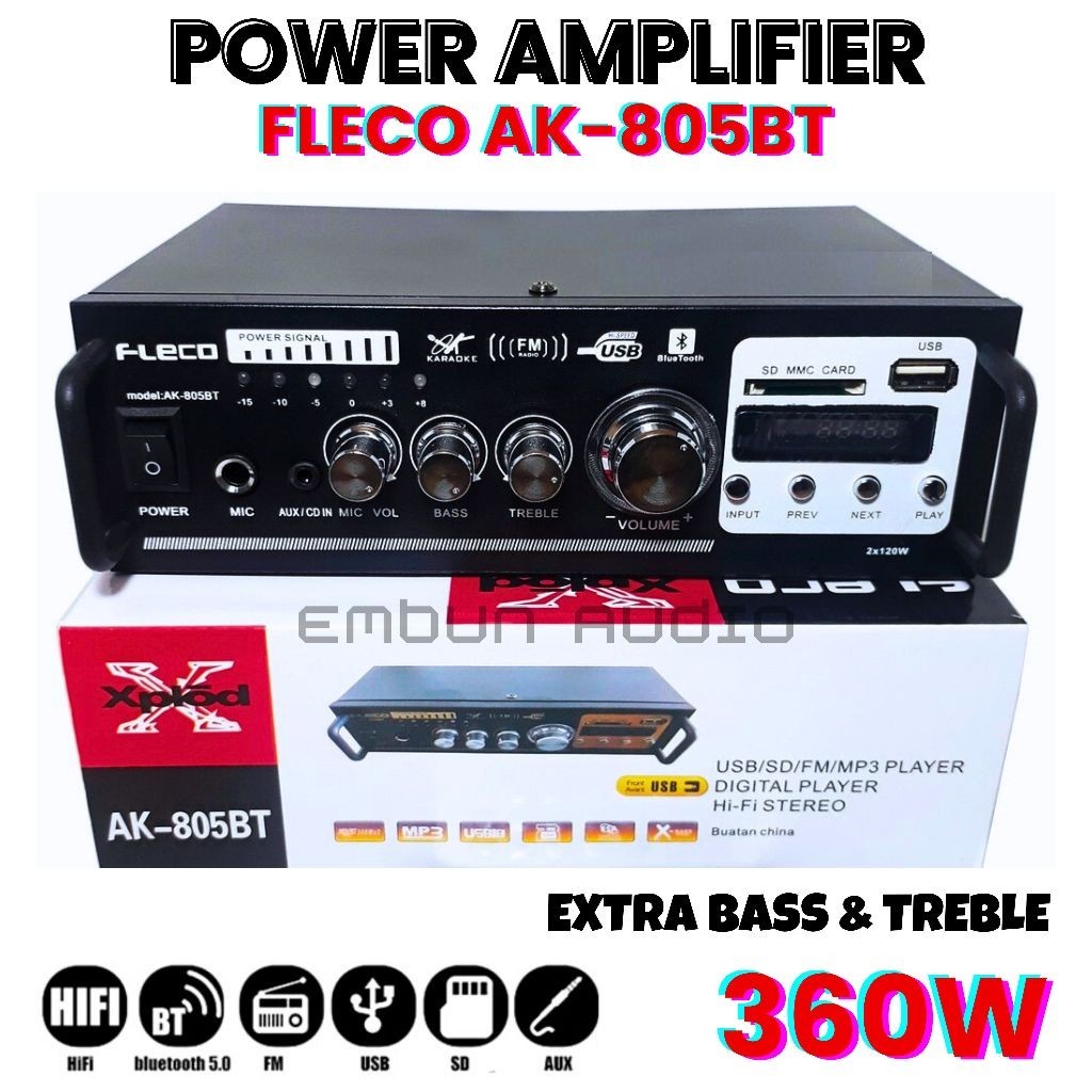Jual Jh Termurah Power Amplifier Penguat Suara 360Watt FLECO AK805BT