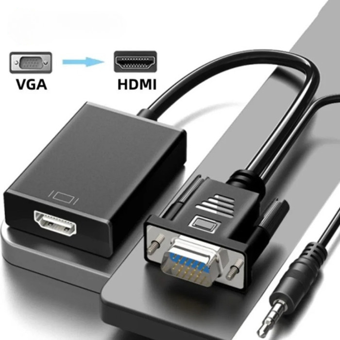 Jual Konverter VGA Male To HDMI Female Adapter Cable With 3.5mm Audio ...