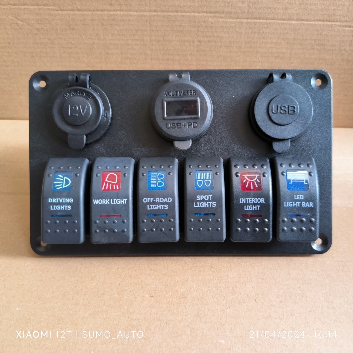Jual Part rocker switch untuk custom mobil jeep offroad 6 gang 2 usb ...