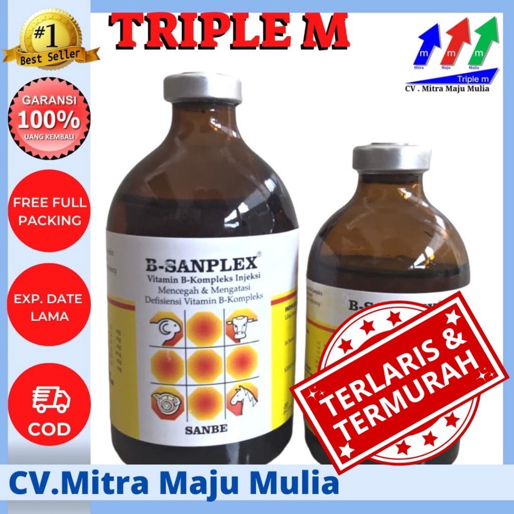 Jual B Sanplex 50 Ml Dan B Sanplex 100 Ml Vitamin B Komplek Hewan SANBE ...