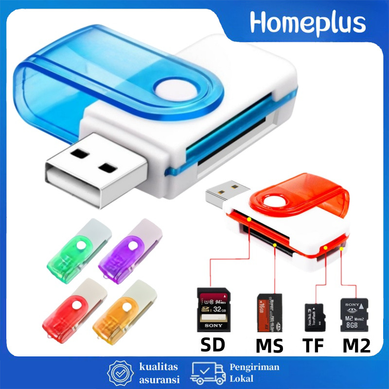 Jual HomePlus Card Reader 4 In1 Multi Memory Card Reader 4 Slot Multi ...