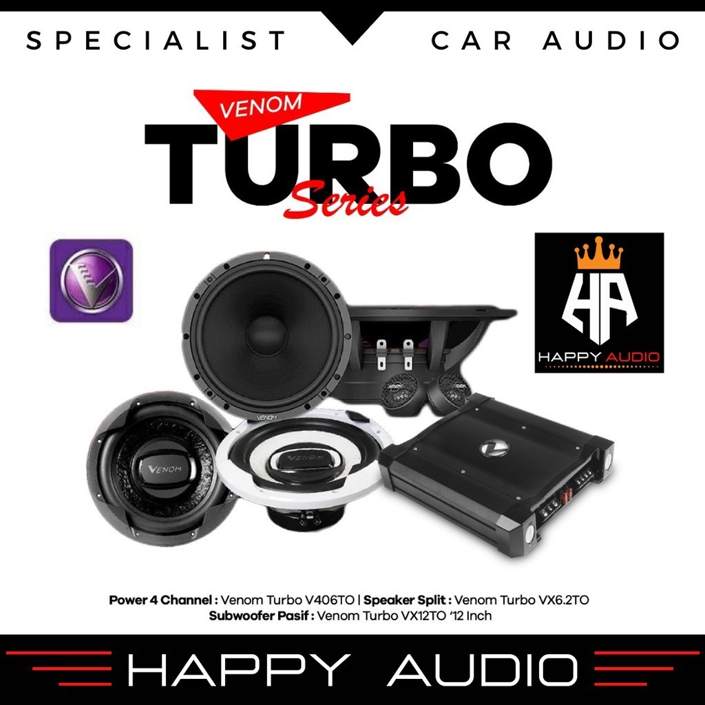 Jual Paket Audio Mobil Venom Turbo Full Set Speaker Split Power