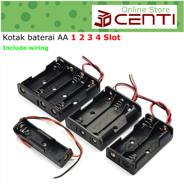 Jual Box Casing Kotak Tempat Baterai AA 14500 Batre DIY Isi 1 2 3 4 ...