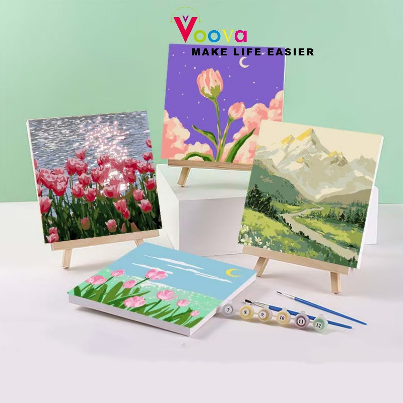 Jual VOOVA Melukis 20 x 20cm/ Canvas Paint By Number Kit DIY/ Digital ...