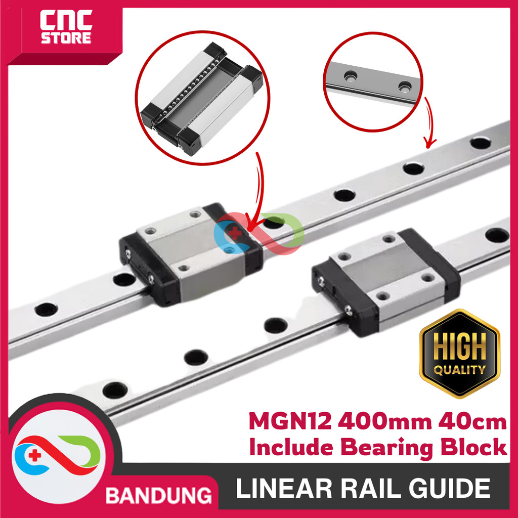 Dawot MGN12 Linear Rail Guide – 450-1000mm + MGN12H Bearing Block, Low Noise