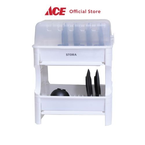 Jual Stora Rak Piring 2 Tingkat Dengan Tray & Cover - Putih Dish Rack ...